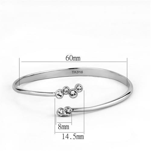 TK3067 - High polished (no plating) Stainless Steel Bangle with Top Grade Crystal in Clear