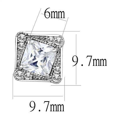 TK3104 - High polished (no plating) Stainless Steel Earrings with AAA Grade CZ in Clear