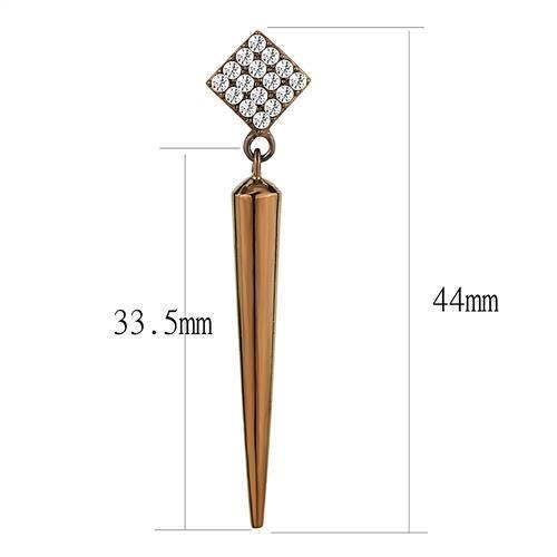 TK3158 - IP Coffee light Stainless Steel Earrings with AAA Grade CZ in Clear