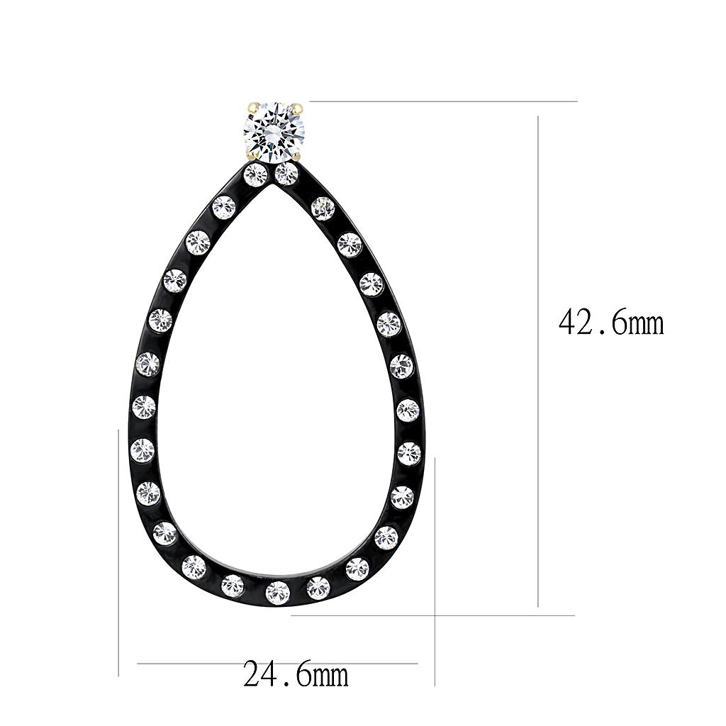 TK3215 - IP Gold+ IP Black (Ion Plating) Stainless Steel Earrings with AAA Grade CZ in Clear