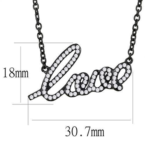 TK3217 - IP Black(Ion Plating) Stainless Steel Chain Pendant with AAA Grade CZ in Clear