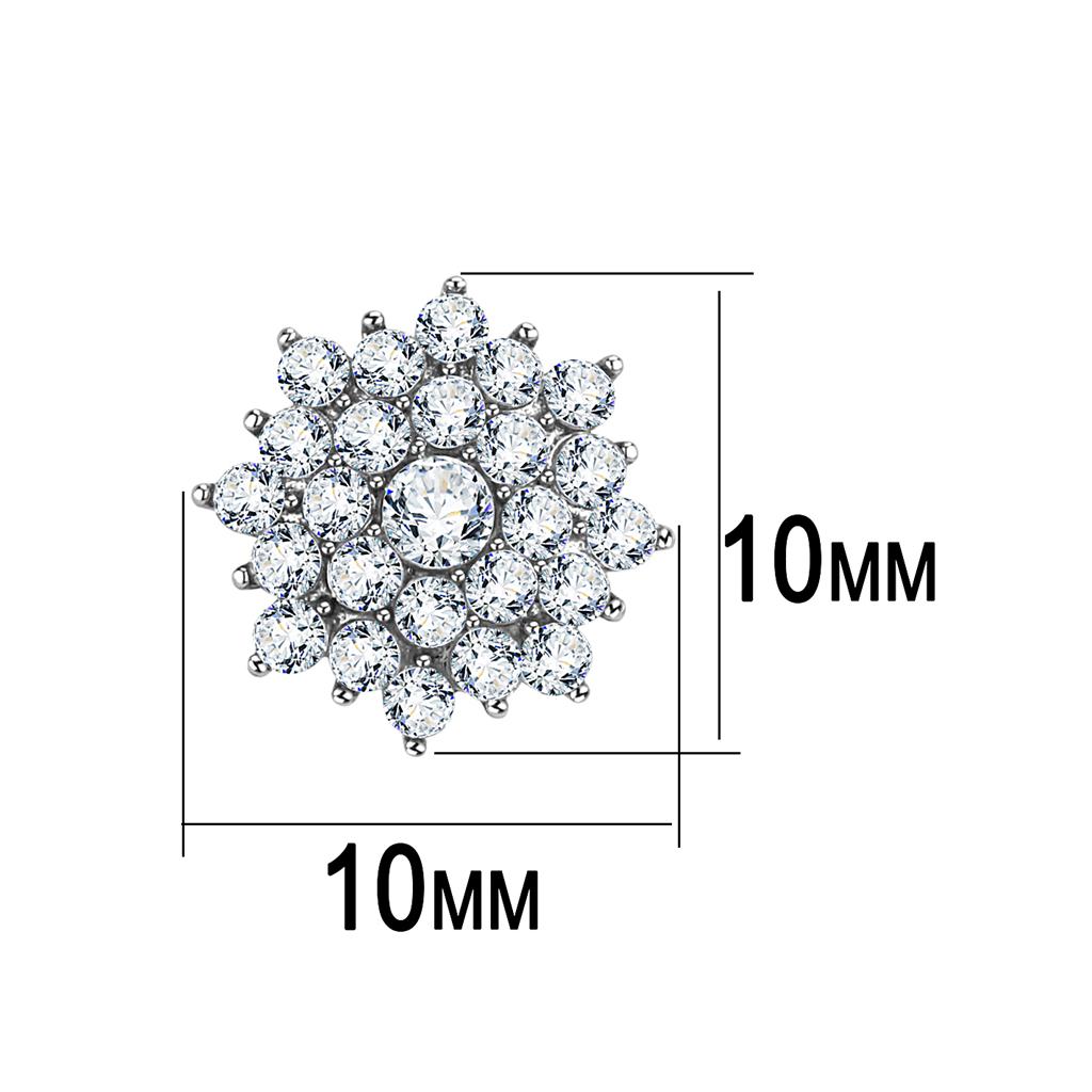 TK3490 - High polished (no plating) Stainless Steel Earrings with AAA Grade CZ in Clear