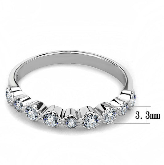 TK3497 - High polished (no plating) Stainless Steel Ring with Top Grade Crystal in Clear