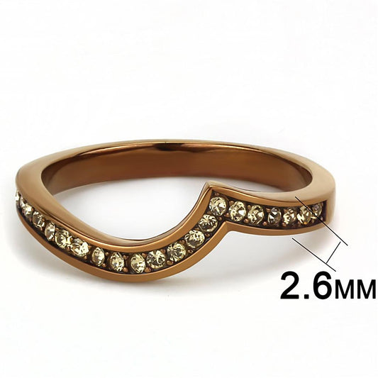 TK3528 - IP Coffee light Stainless Steel Ring with Top Grade Crystal in Light Smoked