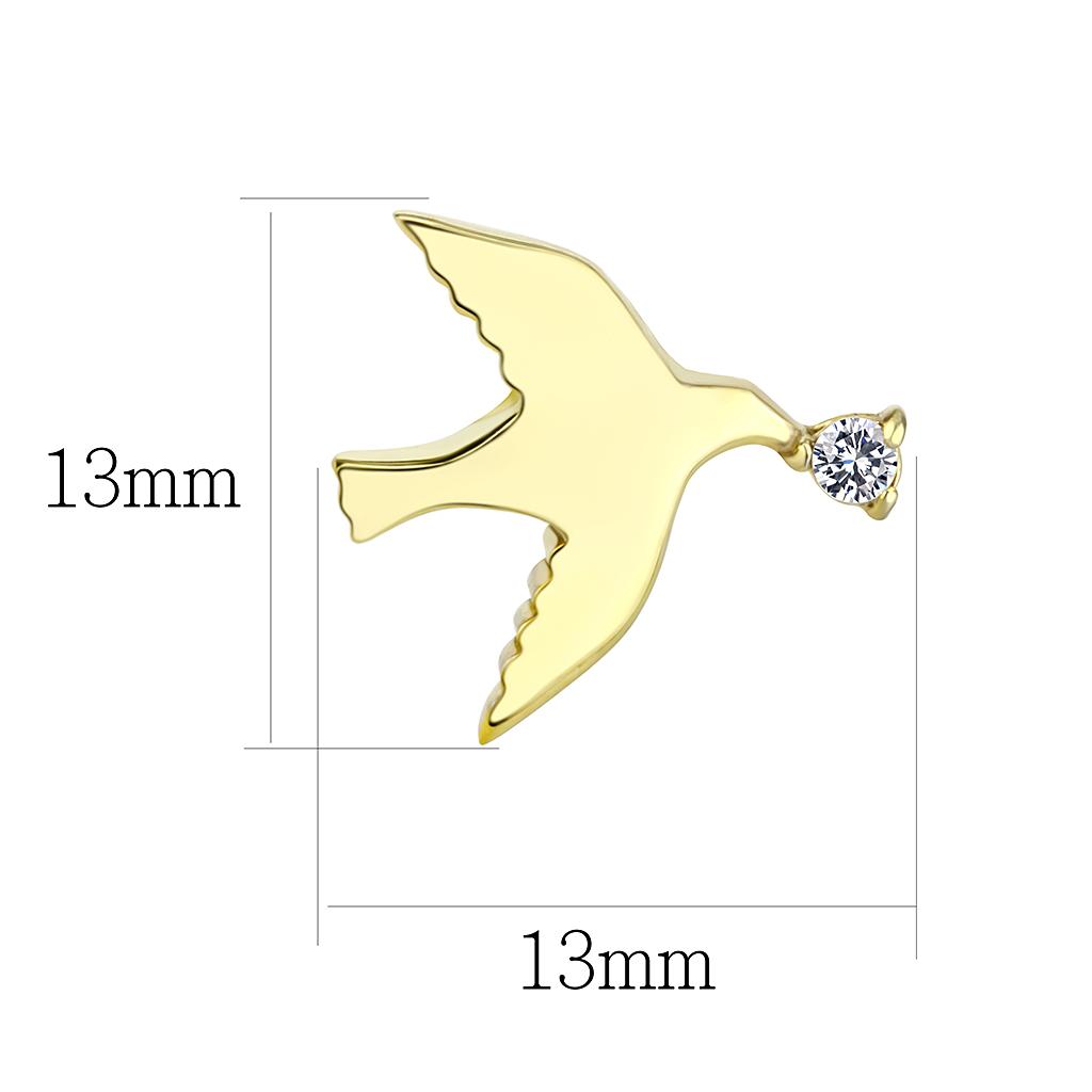 TK3603 - IP Gold(Ion Plating) Stainless Steel Earrings with AAA Grade CZ in Clear