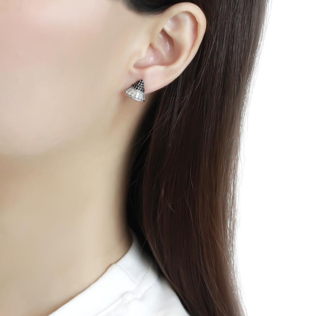 TK3613 - No Plating Stainless Steel Earrings with AAA Grade CZ in Clear