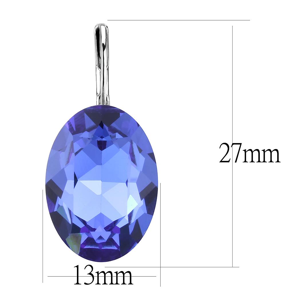 TK3614 - No Plating Stainless Steel Earrings with Top Grade Crystal in Sapphire