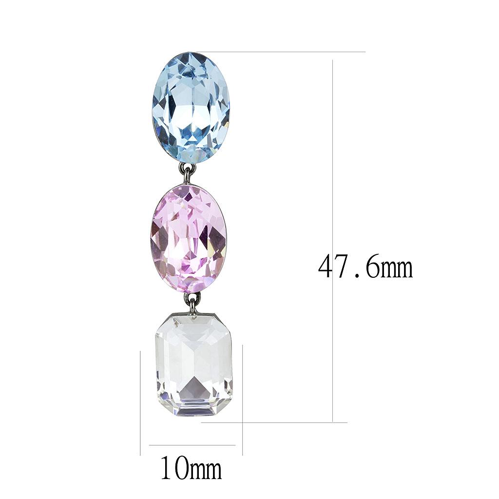 TK3644 - High polished (no plating) Stainless Steel Earrings with Top Grade Crystal in Multi Color