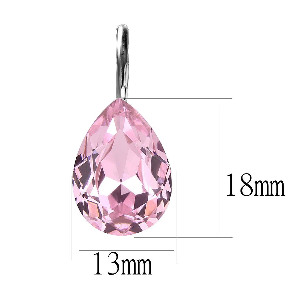 TK3645 - High polished (no plating) Stainless Steel Earrings with Top Grade Crystal in Light Rose