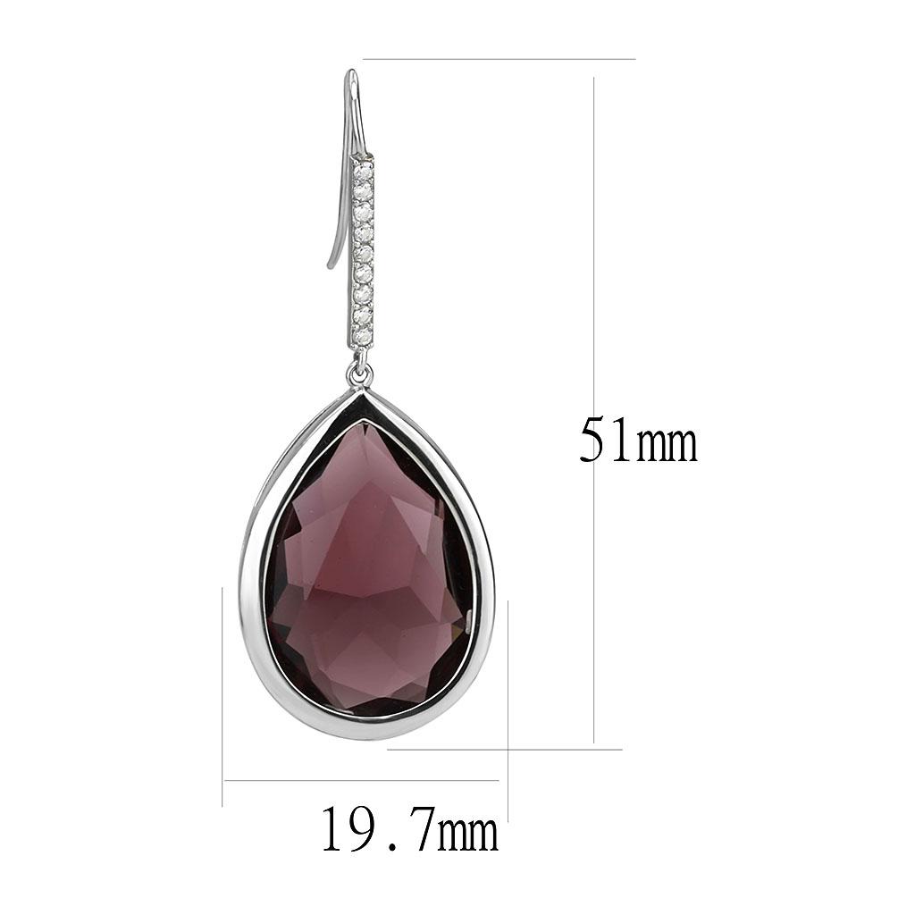 TK3647 - High polished (no plating) Stainless Steel Earrings with Top Grade Crystal in Amethyst