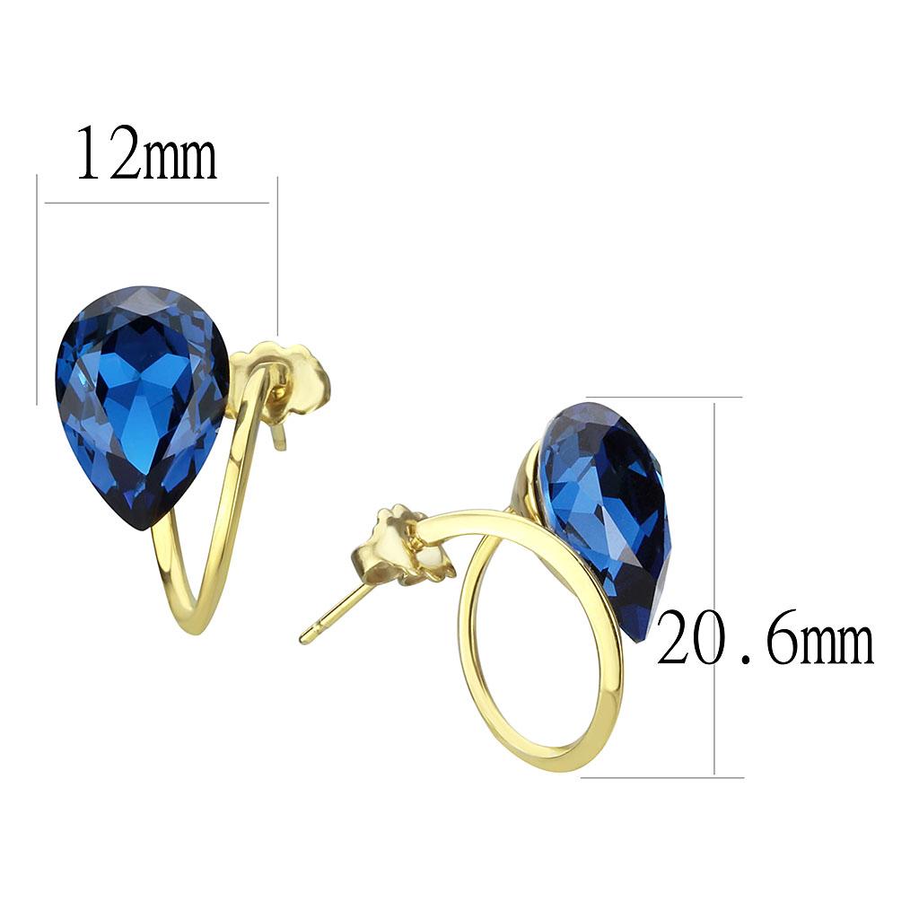 TK3648 - IP Gold(Ion Plating) Stainless Steel Earrings with Top Grade Crystal in Montana