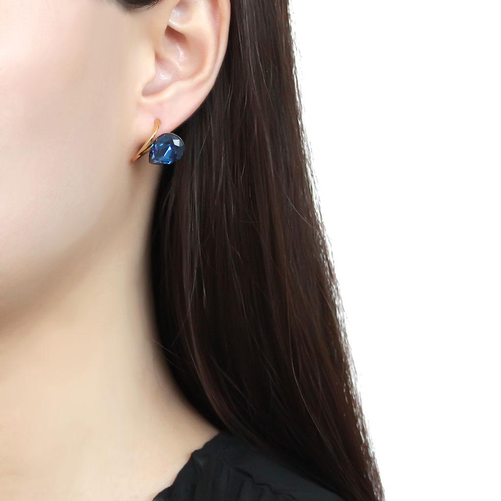 TK3648 - IP Gold(Ion Plating) Stainless Steel Earrings with Top Grade Crystal in Montana