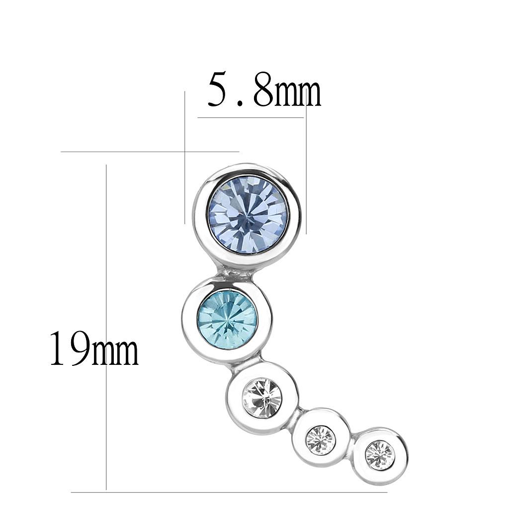 TK3652 - High polished (no plating) Stainless Steel Earrings with Top Grade Crystal in Light Sapphire