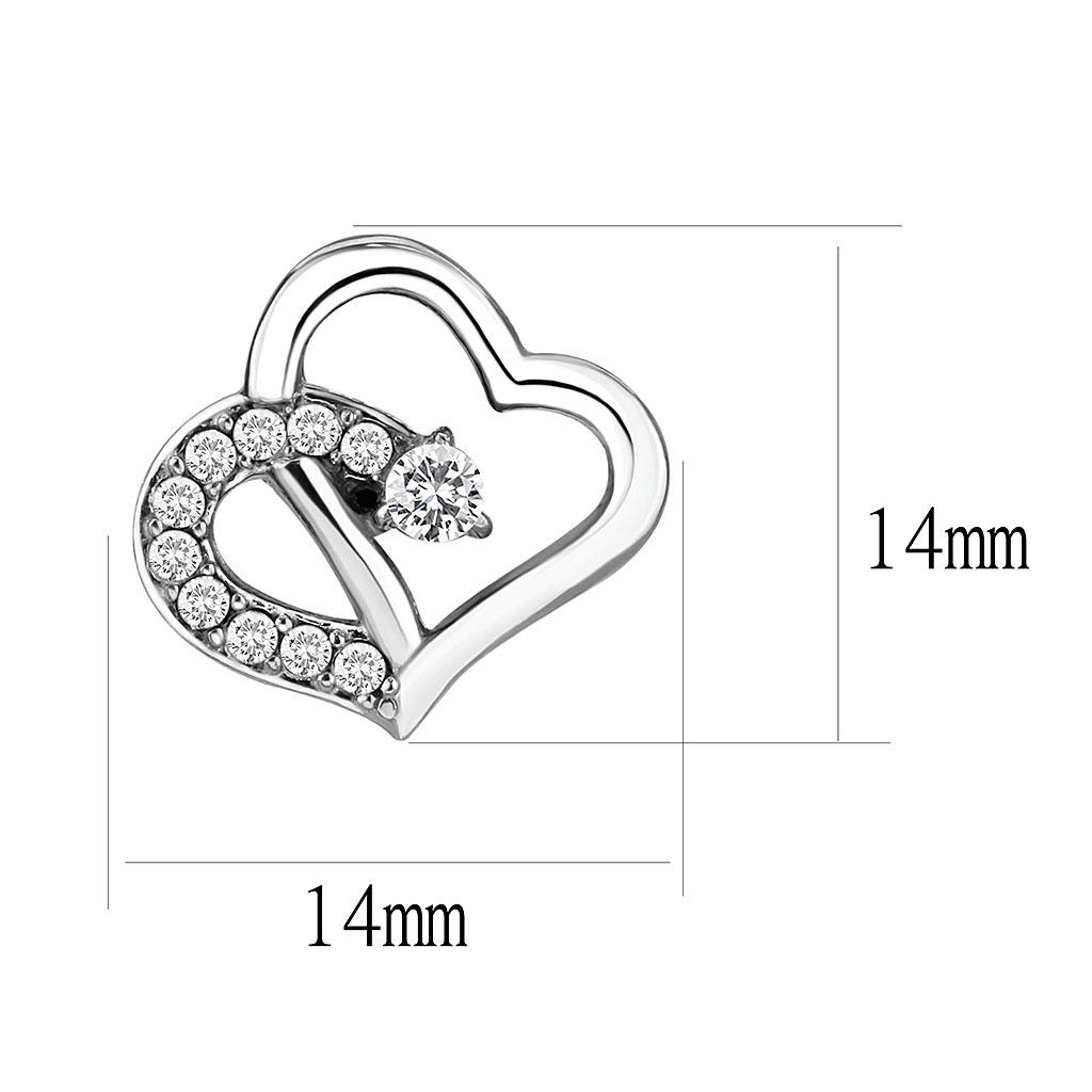 TK3656 - High polished (no plating) Stainless Steel Earrings with AAA Grade CZ in Clear