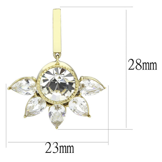 TK3661 - IP Gold(Ion Plating) Stainless Steel Earrings with Top Grade Crystal in Clear