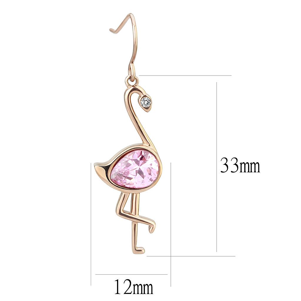 TK3663 - IP Rose Gold(Ion Plating) Stainless Steel Earrings with AAA Grade CZ in Rose