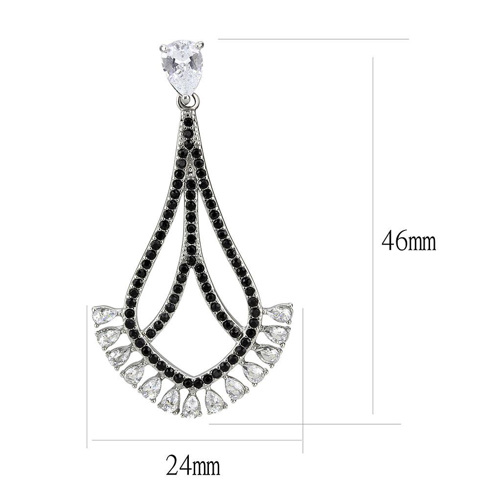 TK3664 - High polished (no plating) Stainless Steel Earrings with AAA Grade CZ in Clear