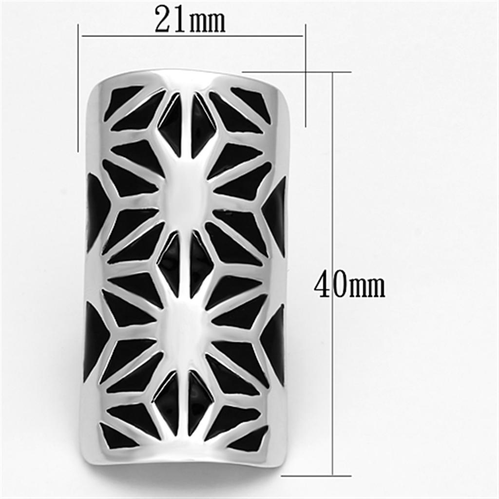 TK918 - High polished (no plating) Stainless Steel Ring with Epoxy in Jet