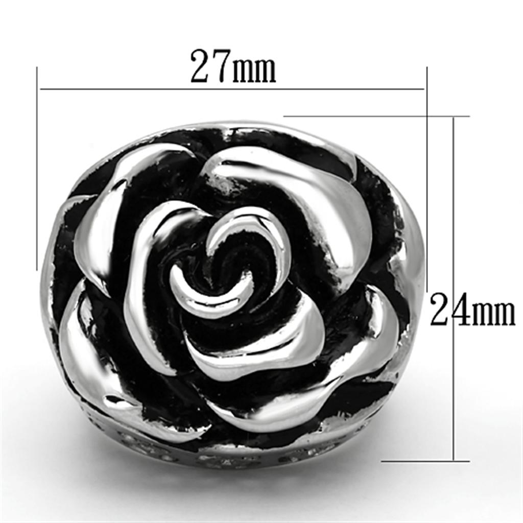 TK922 - High polished (no plating) Stainless Steel Ring with Epoxy in Jet