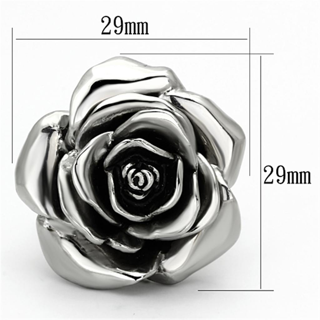 TK923 - High polished (no plating) Stainless Steel Ring with Epoxy in Jet