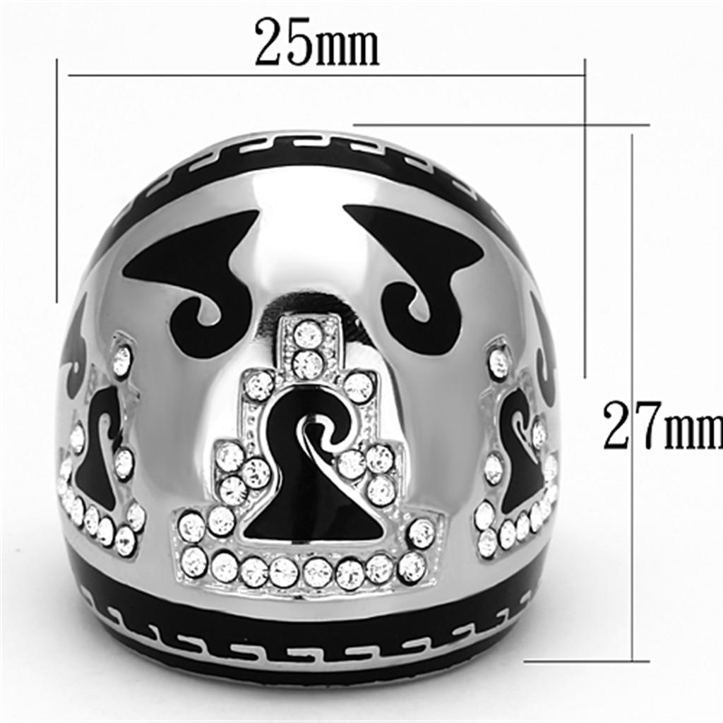 TK928 - High polished (no plating) Stainless Steel Ring with Top Grade Crystal in Clear