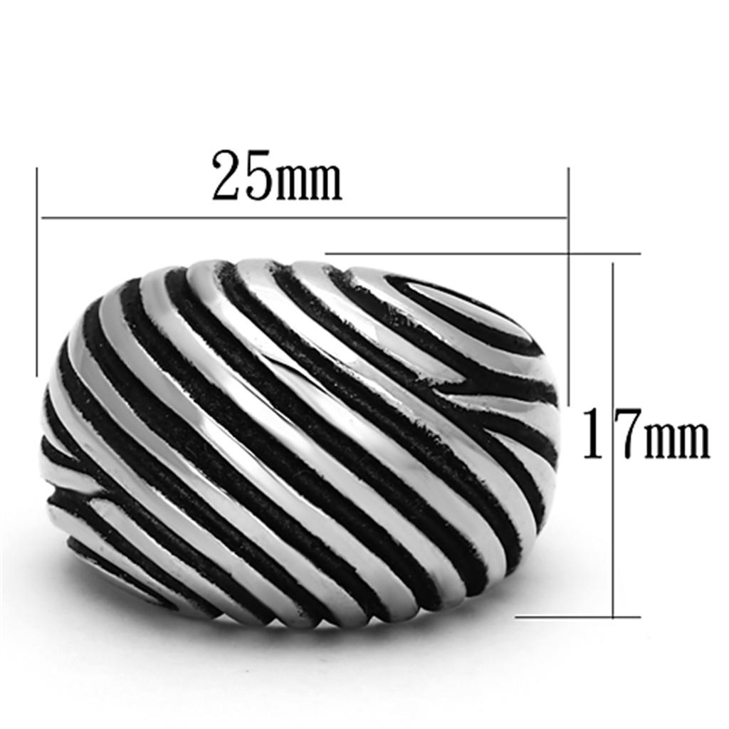 TK929 - High polished (no plating) Stainless Steel Ring with Epoxy in Jet