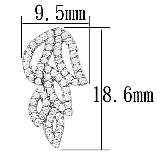 TS117 - Rhodium 925 Sterling Silver Earrings with AAA Grade CZ in Clear