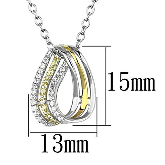 TS157 - Gold+Rhodium 925 Sterling Silver Chain Pendant with AAA Grade CZ in Topaz