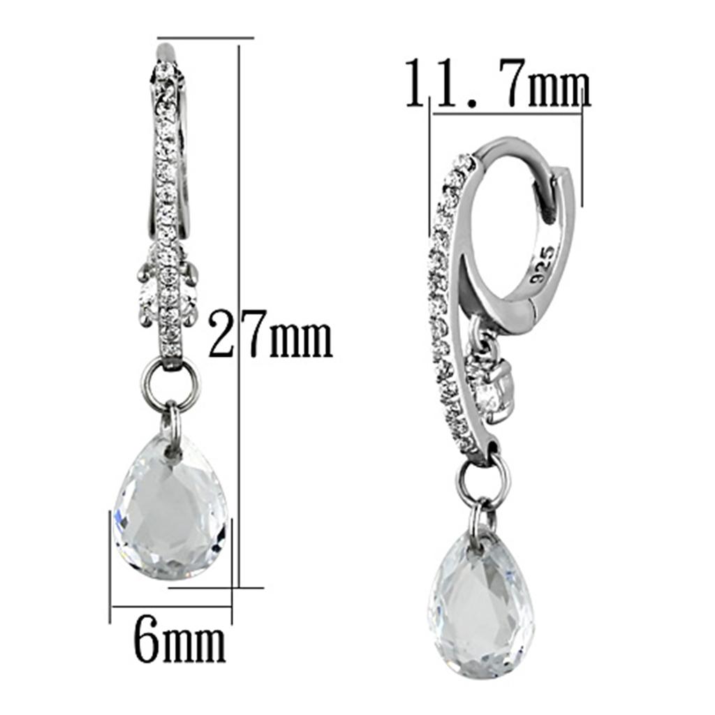 TS159 - Rhodium 925 Sterling Silver Earrings with AAA Grade CZ in Clear