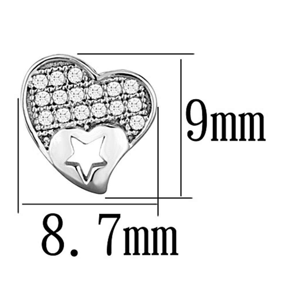 TS161 - Rhodium 925 Sterling Silver Earrings with AAA Grade CZ in Clear