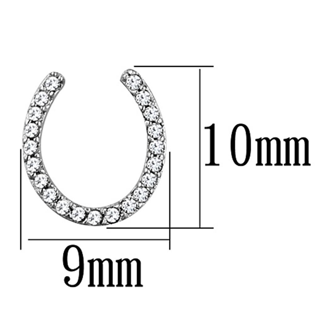 TS162 - Rhodium 925 Sterling Silver Earrings with AAA Grade CZ in Clear