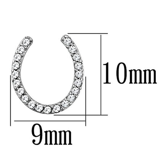 TS162 - Rhodium 925 Sterling Silver Earrings with AAA Grade CZ in Clear