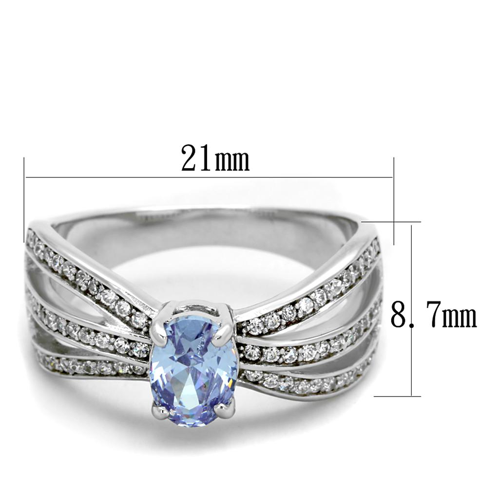 TS265 - Rhodium 925 Sterling Silver Ring with AAA Grade CZ in Light Amethyst