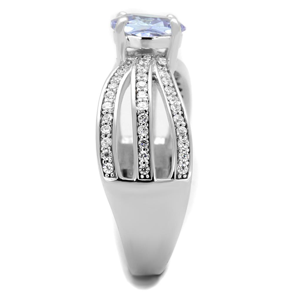 TS265 - Rhodium 925 Sterling Silver Ring with AAA Grade CZ in Light Amethyst