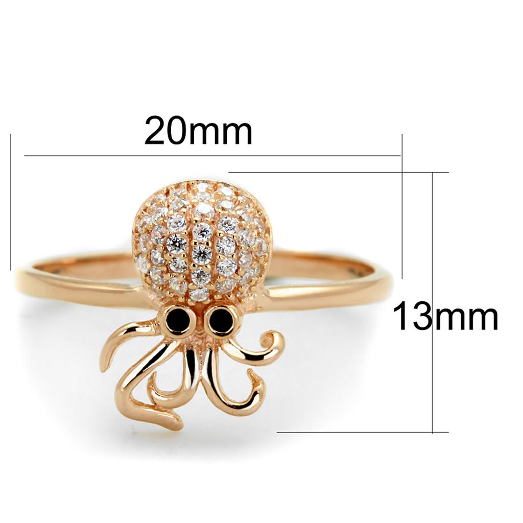 TS282 - Rose Gold 925 Sterling Silver Ring with AAA Grade CZ in Black Diamond