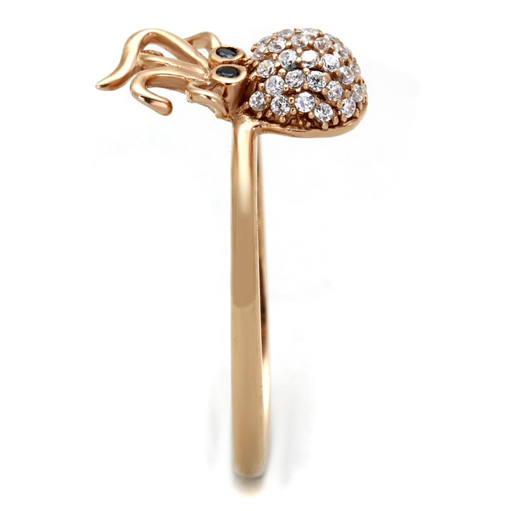 TS282 - Rose Gold 925 Sterling Silver Ring with AAA Grade CZ in Black Diamond