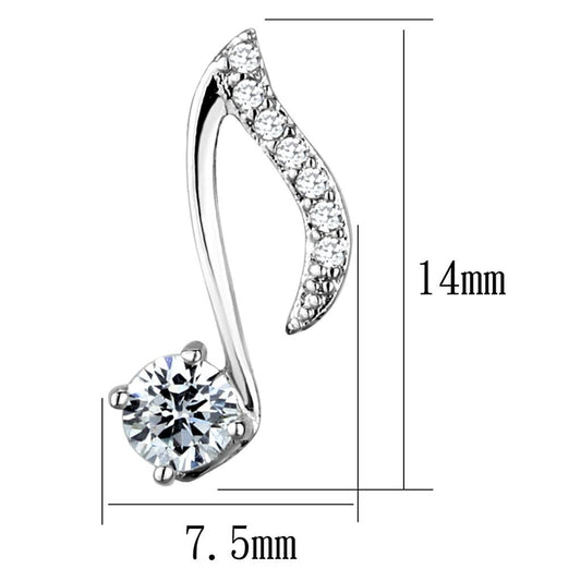 TS284 - Rhodium 925 Sterling Silver Earrings with AAA Grade CZ in Clear