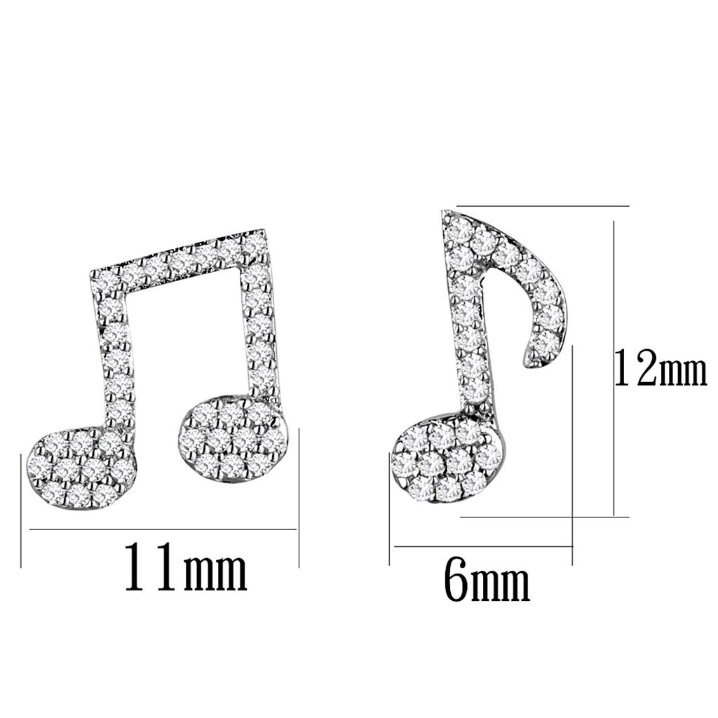 TS285 - Rhodium 925 Sterling Silver Earrings with AAA Grade CZ in Clear