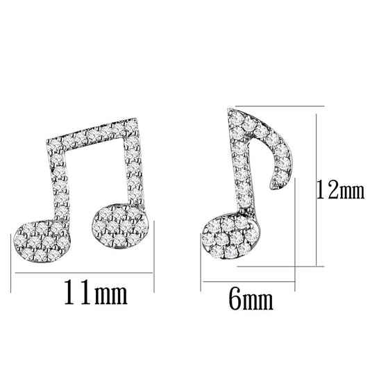 TS285 - Rhodium 925 Sterling Silver Earrings with AAA Grade CZ in Clear