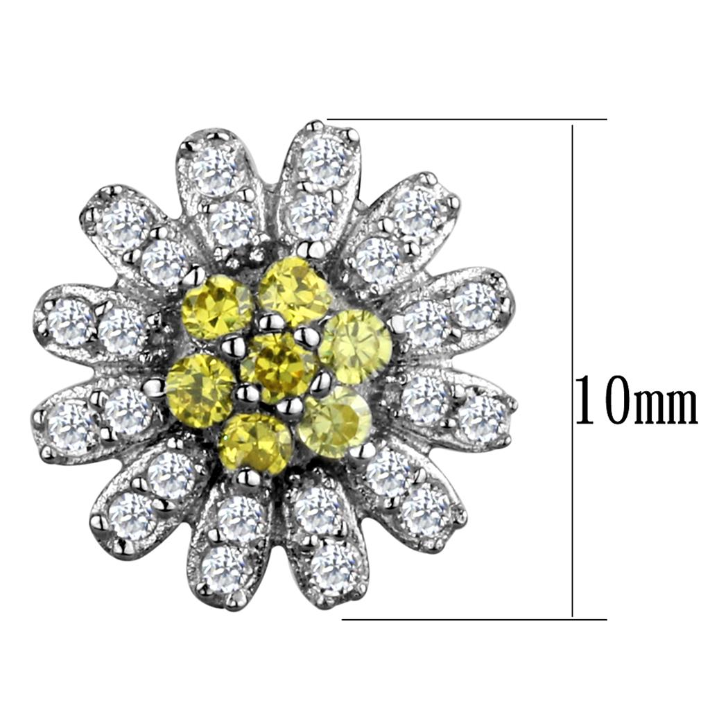 TS286 - Rhodium 925 Sterling Silver Earrings with AAA Grade CZ in Topaz
