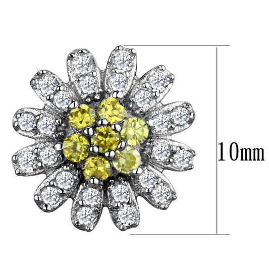 TS286 - Rhodium 925 Sterling Silver Earrings with AAA Grade CZ in Topaz