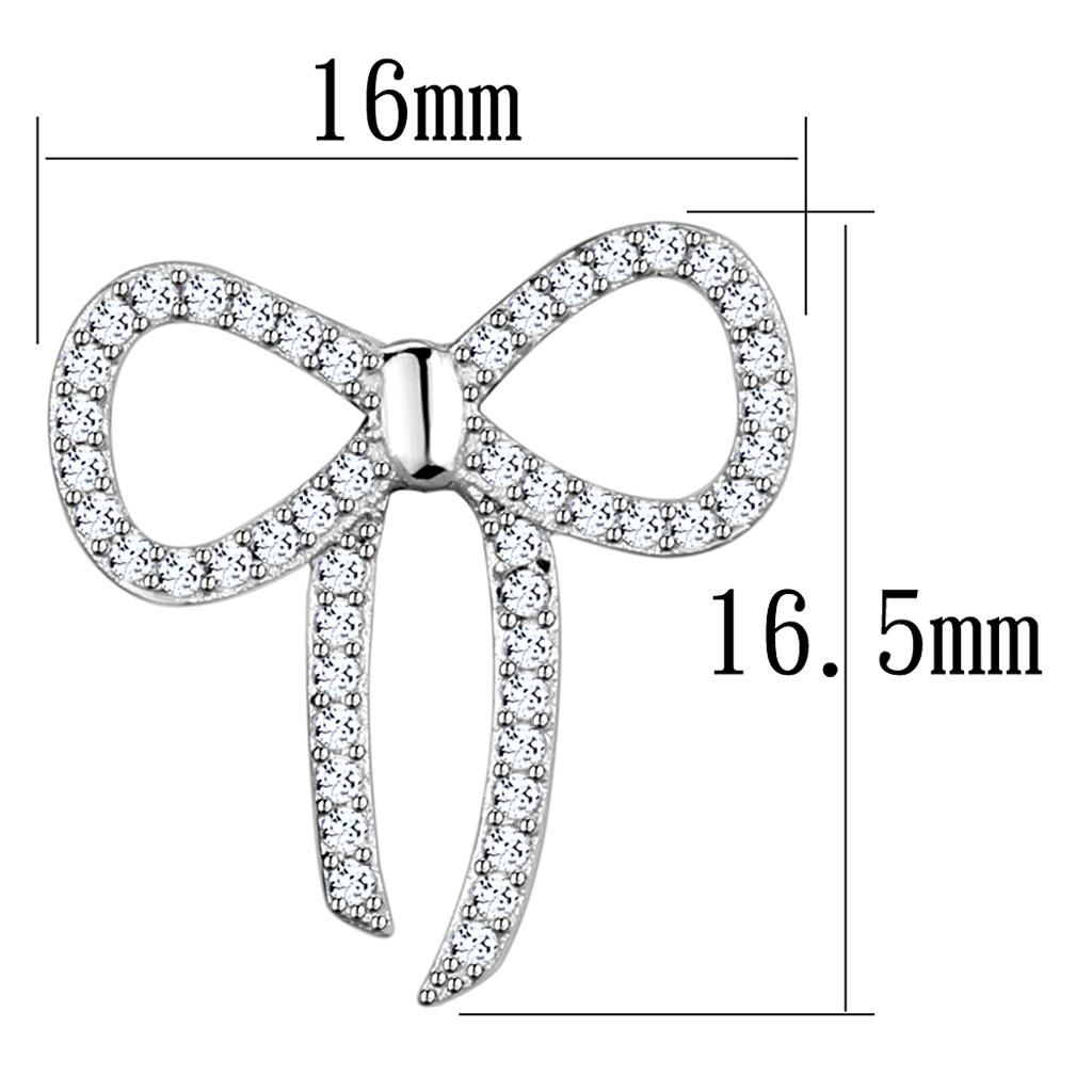 TS289 - Rhodium 925 Sterling Silver Earrings with AAA Grade CZ in Clear