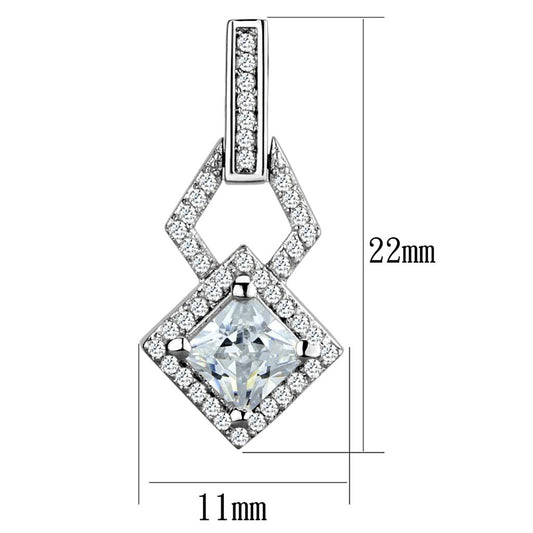 TS291 - Rhodium 925 Sterling Silver Earrings with AAA Grade CZ in Clear