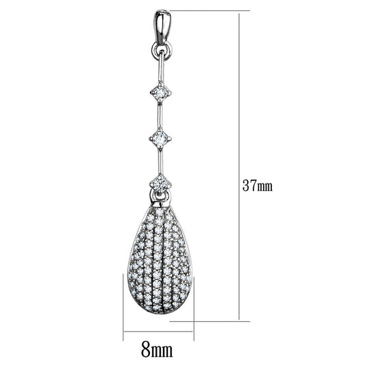TS292 - Rhodium 925 Sterling Silver Earrings with AAA Grade CZ in Clear