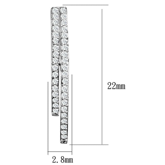 TS293 - Rhodium 925 Sterling Silver Earrings with AAA Grade CZ in Clear