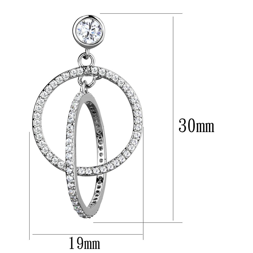 TS294 - Rhodium 925 Sterling Silver Earrings with AAA Grade CZ in Clear
