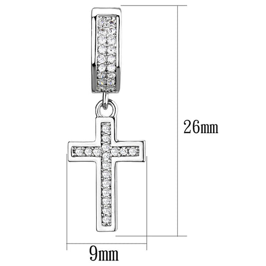 TS295 - Rhodium 925 Sterling Silver Earrings with AAA Grade CZ in Clear