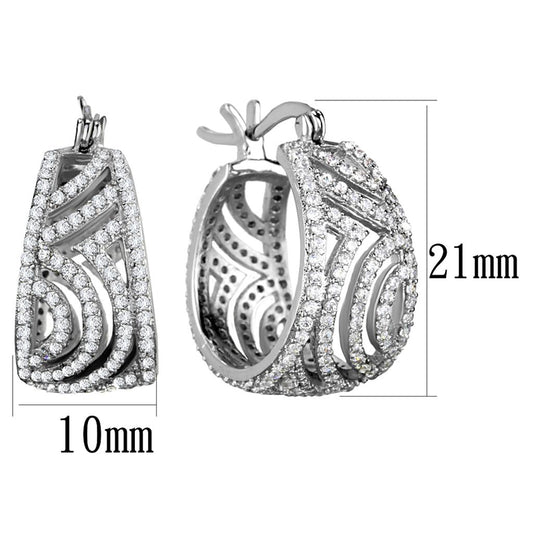 TS296 - Rhodium 925 Sterling Silver Earrings with AAA Grade CZ in Clear