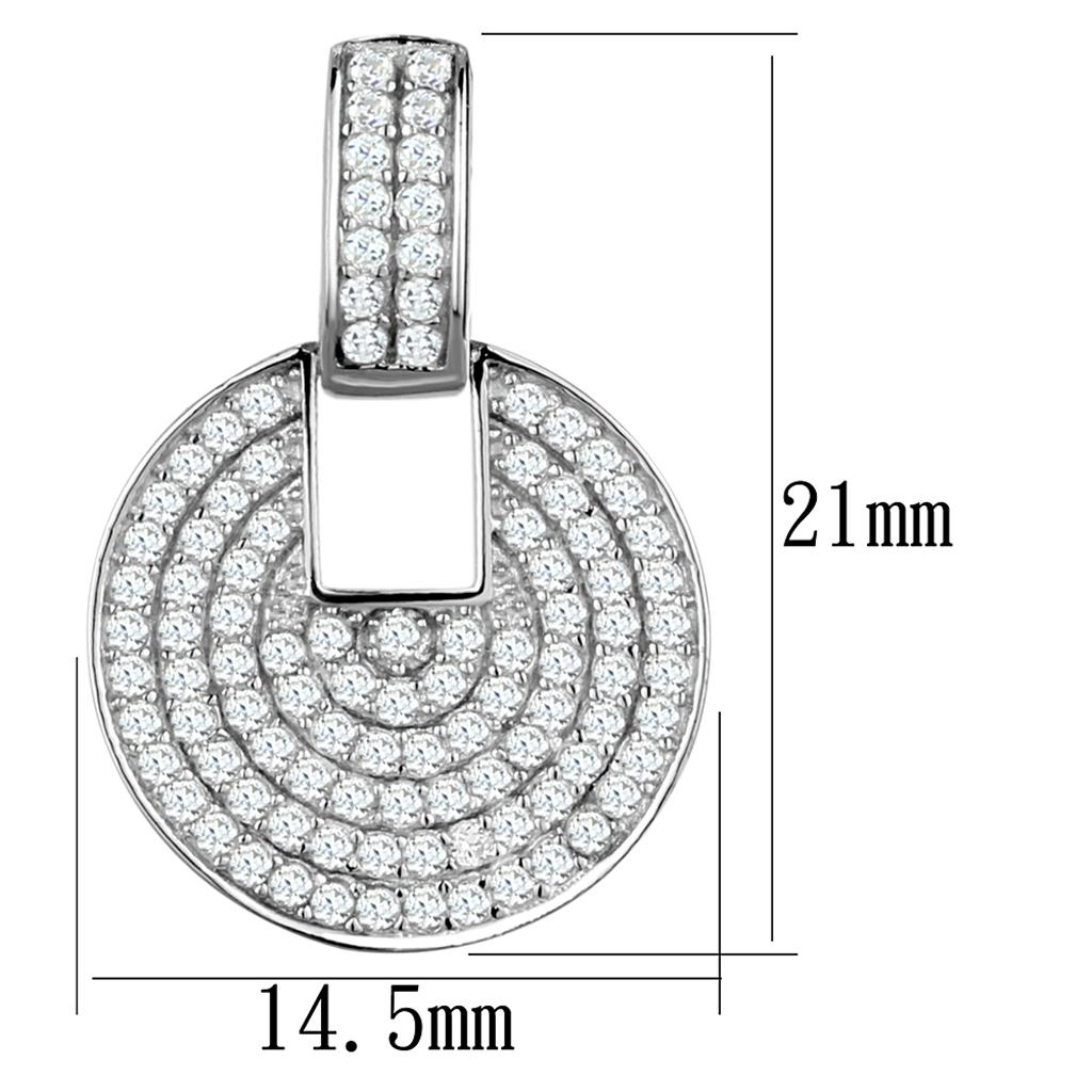 TS323 - Rhodium 925 Sterling Silver Earrings with AAA Grade CZ in Clear