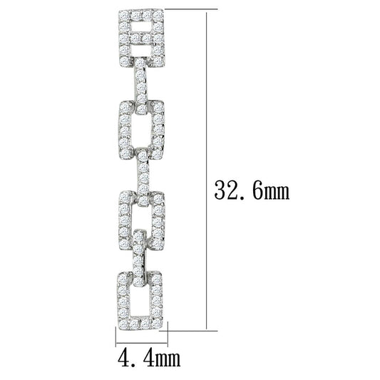 TS326 - Rhodium 925 Sterling Silver Earrings with AAA Grade CZ in Clear